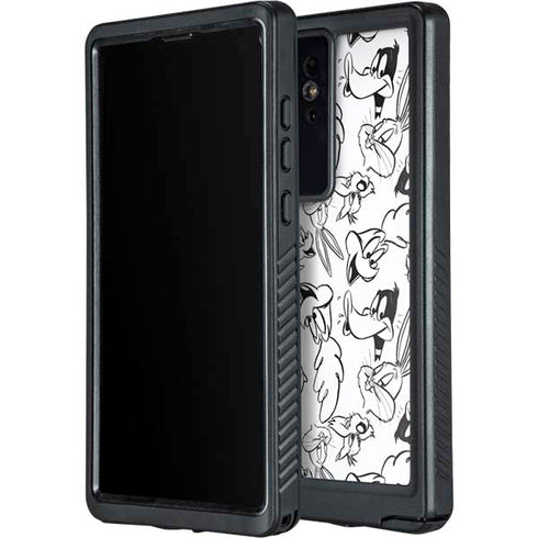 Looney Tunes Looney Squad Black and White Grid Galaxy S24 Ultra Waterproof Case