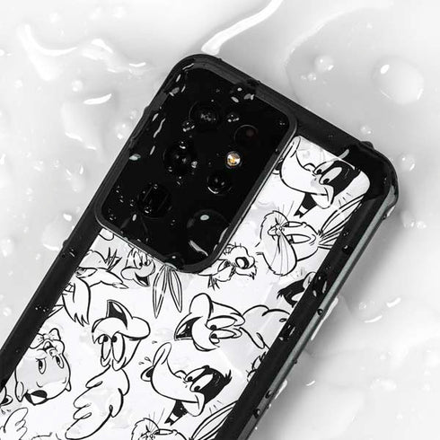 Looney Tunes Looney Squad Black and White Grid Galaxy S24 Ultra Waterproof Case
