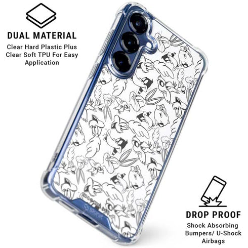 Looney Tunes Looney Squad Black and White Grid Galaxy S25 Plus Clear Case