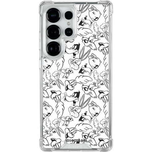 Looney Tunes Looney Squad Black and White Grid Galaxy S25 Ultra Clear Case