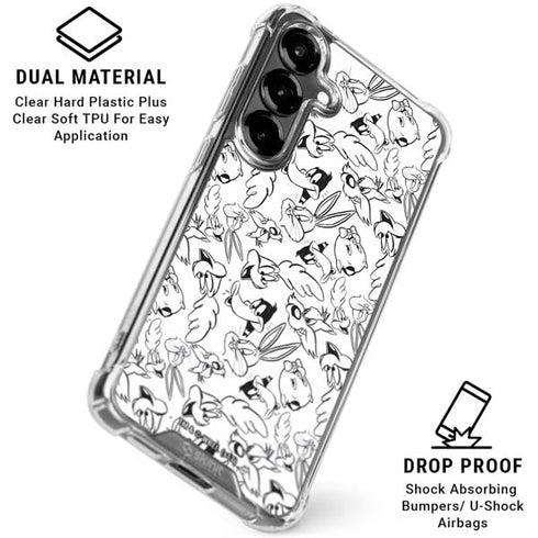 Looney Tunes Looney Squad Black and White Grid Galaxy S26 Clear Case