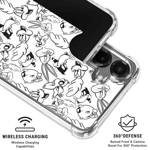 Looney Tunes Looney Squad Black and White Grid Galaxy S26 Plus Clear Case