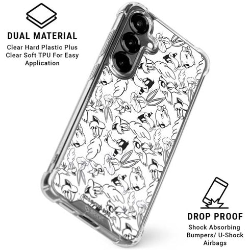 Looney Tunes Looney Squad Black and White Grid Galaxy S26 Plus Clear Case