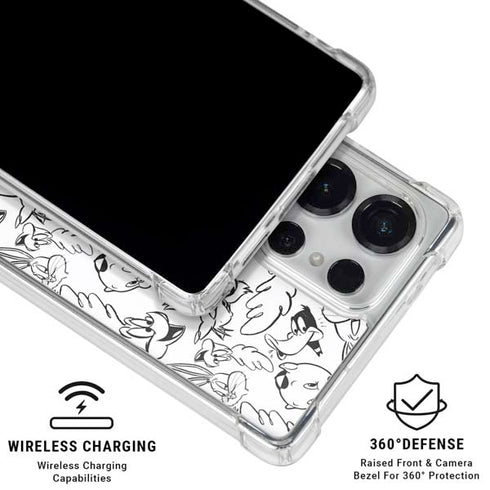 Looney Tunes Looney Squad Black and White Grid Galaxy S26 Ultra Clear Case
