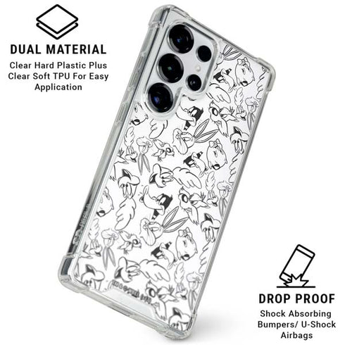 Looney Tunes Looney Squad Black and White Grid Galaxy S26 Ultra Clear Case