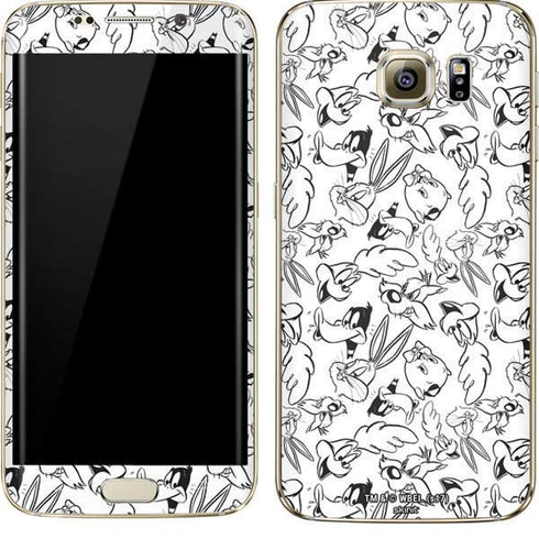 Looney Tunes Looney Squad Black and White Grid Galaxy S7 Edge Skin