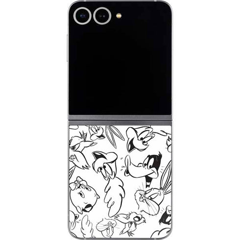 Looney Tunes Looney Squad Black and White Grid Galaxy Z Flip6 Skin