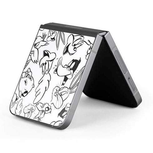 Looney Tunes Looney Squad Black and White Grid Galaxy Z Flip6 Skin