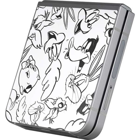 Looney Tunes Looney Squad Black and White Grid Galaxy Z Flip6 Skin