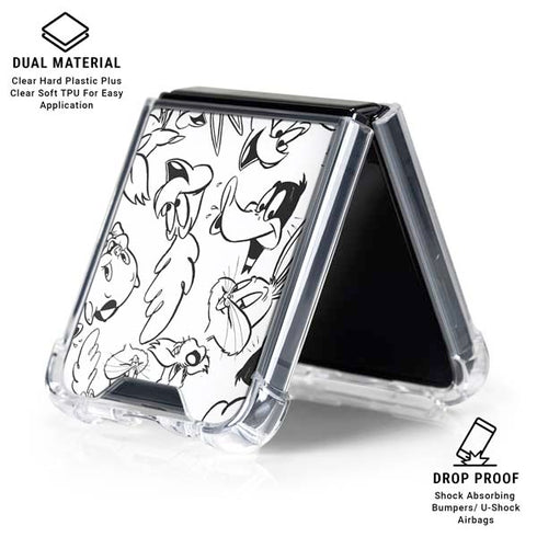 Looney Tunes Looney Squad Black and White Grid Galaxy Z Flip6 Clear Case