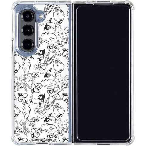Looney Tunes Looney Squad Black and White Grid Galaxy Z Fold5 5G Clear Case