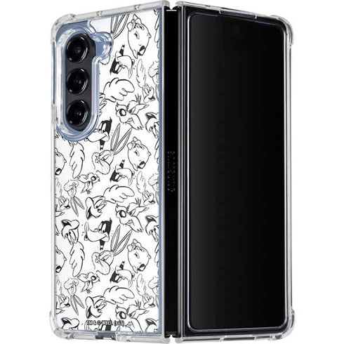 Looney Tunes Looney Squad Black and White Grid Galaxy Z Fold5 5G Clear Case