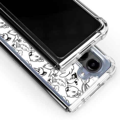 Looney Tunes Looney Squad Black and White Grid Galaxy Z Fold5 5G Clear Case