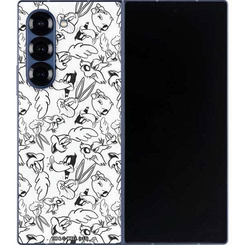 Looney Tunes Looney Squad Black and White Grid Galaxy Z Fold6 Skin