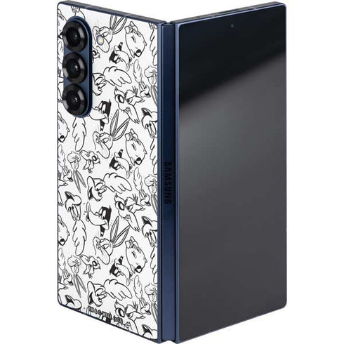 Looney Tunes Looney Squad Black and White Grid Galaxy Z Fold6 Skin