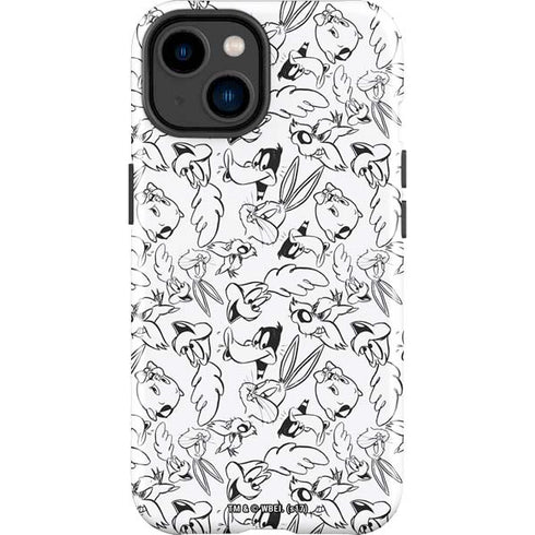 Looney Tunes Looney Squad Black and White Grid iPhone 15 Impact Case
