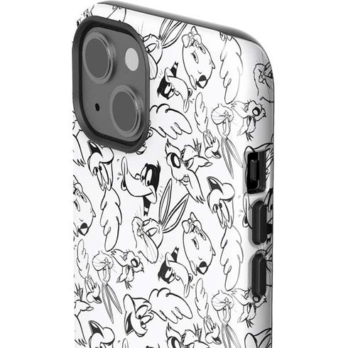 Looney Tunes Looney Squad Black and White Grid iPhone 15 Impact Case