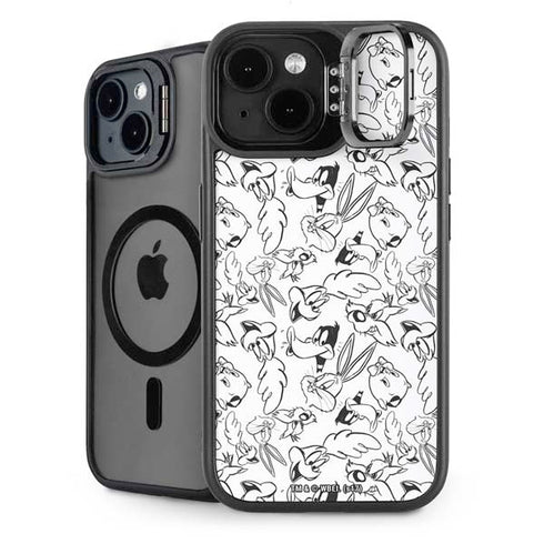 Looney Tunes Looney Squad Black and White Grid iPhone 15 Plus Kickstand Case