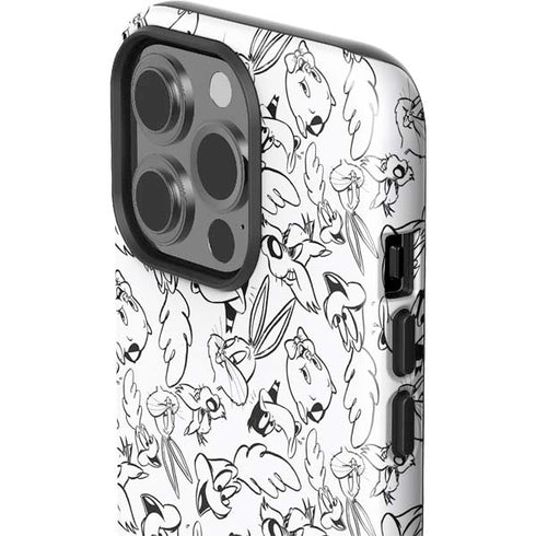 Looney Tunes Looney Squad Black and White Grid iPhone 15 Pro Impact Case