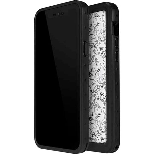 Looney Tunes Looney Squad Black and White Grid iPhone 15 Pro Waterproof Case