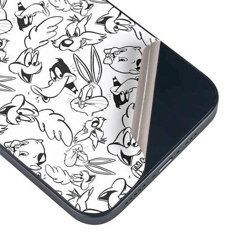 Looney Tunes Looney Squad Black and White Grid iPhone 15 Skin