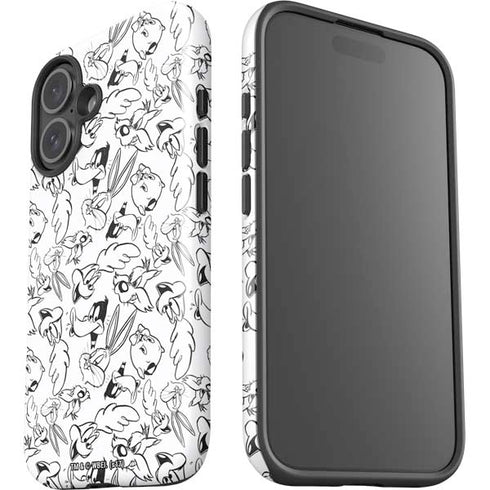 Looney Tunes Looney Squad Black and White Grid iPhone 16 Impact Case