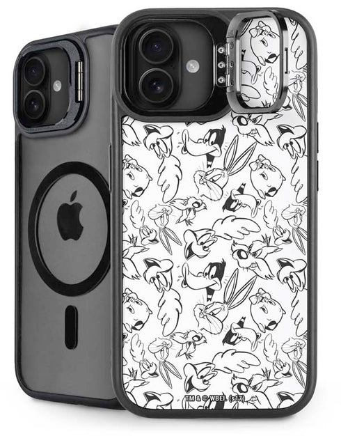 Looney Tunes Looney Squad Black and White Grid iPhone 16 Kickstand Case