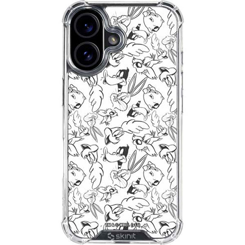 Looney Tunes Looney Squad Black and White Grid iPhone 16 Plus Clear Case
