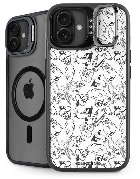 Looney Tunes Looney Squad Black and White Grid iPhone 16 Plus Kickstand Case