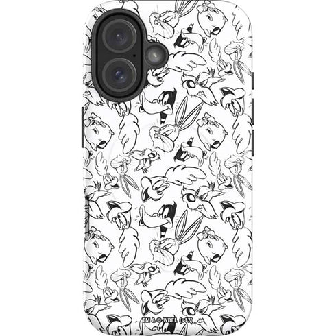 Looney Tunes Looney Squad Black and White Grid iPhone 16 Plus Magsafe Impact Case