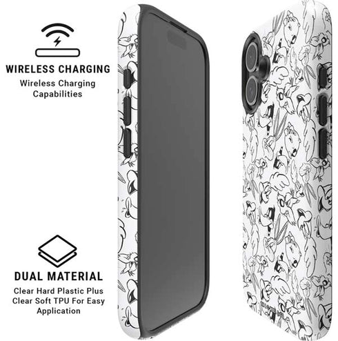 Looney Tunes Looney Squad Black and White Grid iPhone 16 Plus Magsafe Impact Case