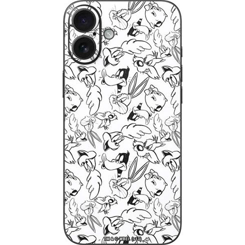Looney Tunes Looney Squad Black and White Grid iPhone 16 Plus Skin