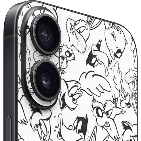 Looney Tunes Looney Squad Black and White Grid iPhone 16 Plus Skin
