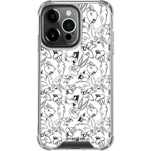 Looney Tunes Looney Squad Black and White Grid iPhone 16 Pro Clear Case
