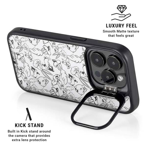 Looney Tunes Looney Squad Black and White Grid iPhone 16 Pro Kickstand Case