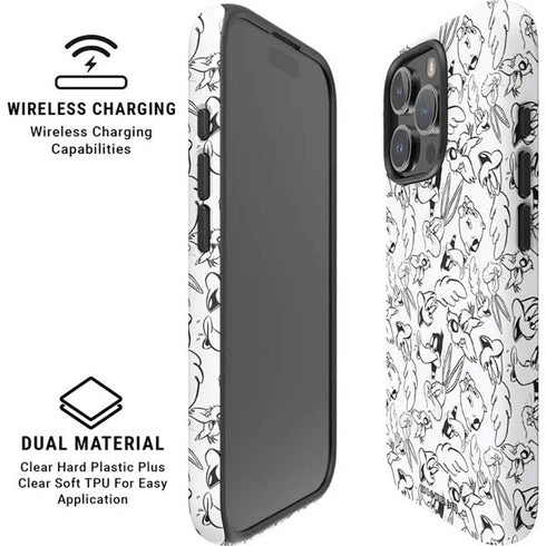 Looney Tunes Looney Squad Black and White Grid iPhone 16 Pro Magsafe Impact Case
