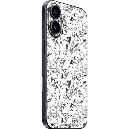 Looney Tunes Looney Squad Black and White Grid iPhone 16 Skin