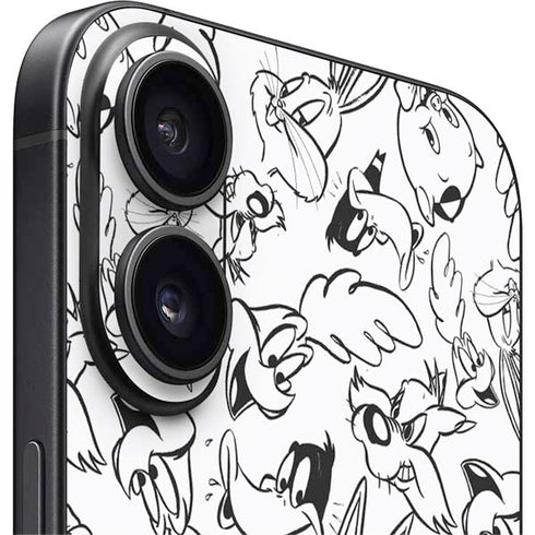 Looney Tunes Looney Squad Black and White Grid iPhone 16 Skin