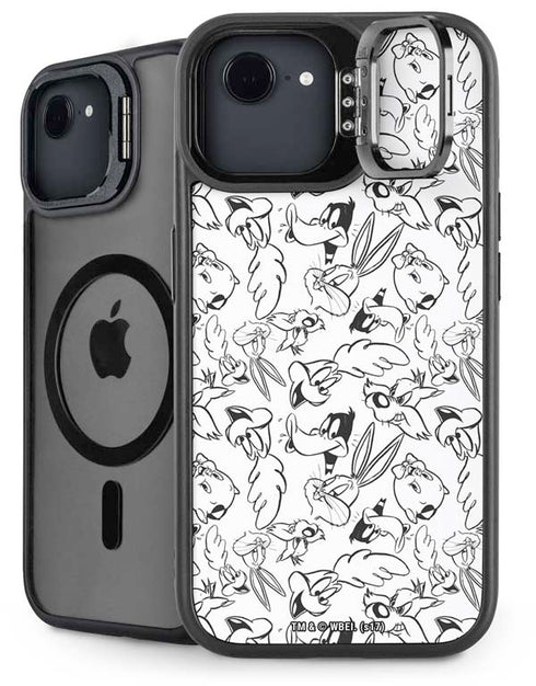Looney Tunes Looney Squad Black and White Grid iPhone 16e Kickstand Case