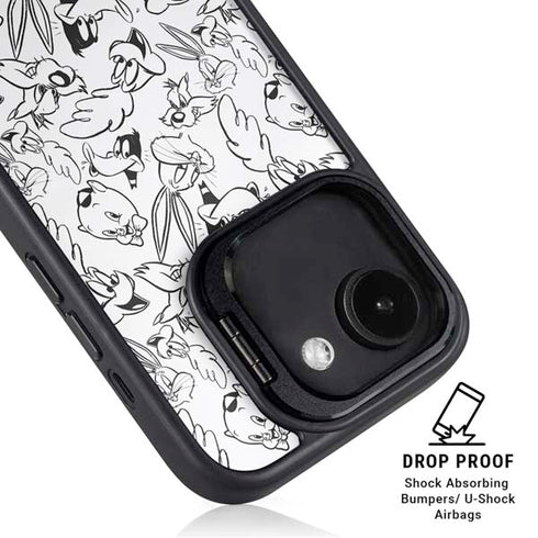Looney Tunes Looney Squad Black and White Grid iPhone 16e Kickstand Case