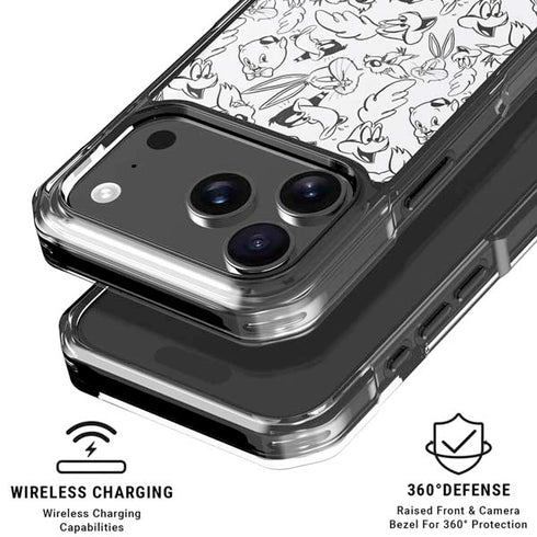 Looney Tunes Looney Squad Black and White Grid iPhone 18 Pro Clear Case