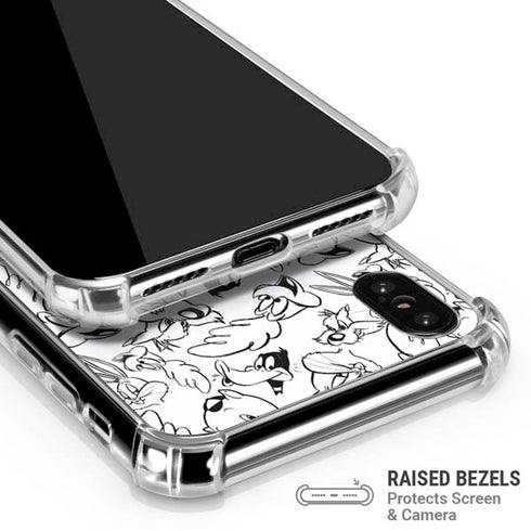 Looney Tunes Looney Squad Black and White Grid iPhone X/XS Clear Case
