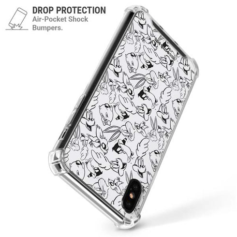 Looney Tunes Looney Squad Black and White Grid iPhone X/XS Clear Case