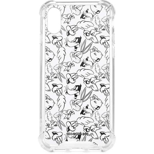 Looney Tunes Looney Squad Black and White Grid iPhone XS Clear Case