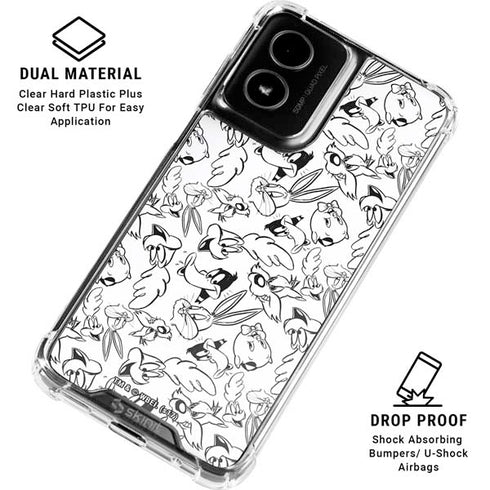 Looney Tunes Looney Squad Black and White Grid Moto G Power 5G (2024) Clear Case