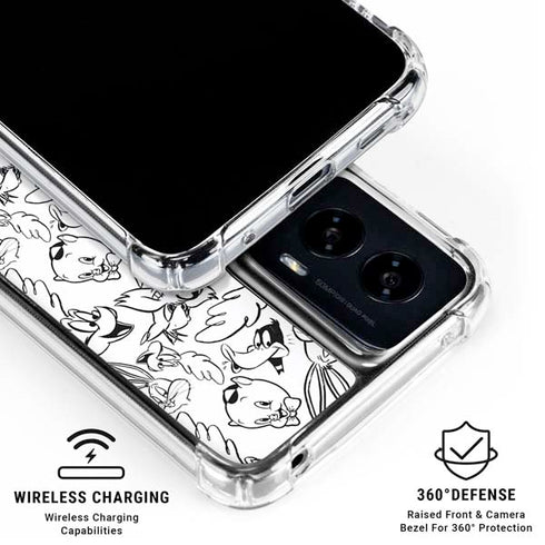 Looney Tunes Looney Squad Black and White Grid Moto G Power 5G (2024) Clear Case