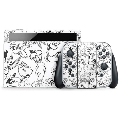 Looney Tunes Looney Squad Black and White Grid Nintendo Skins