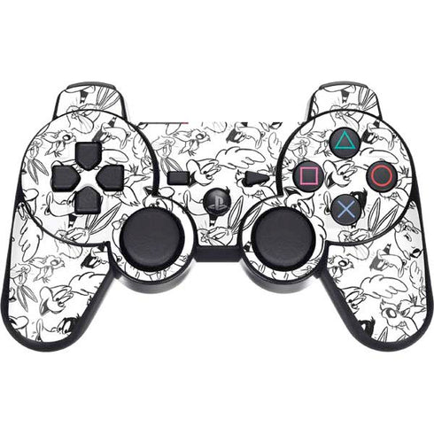 Looney Tunes Looney Squad Black and White Grid PS3 Dual Shock wireless controller Skin