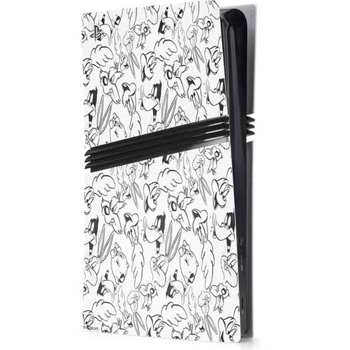 Looney Tunes Looney Squad Black and White Grid PS5 Pro Console Skin