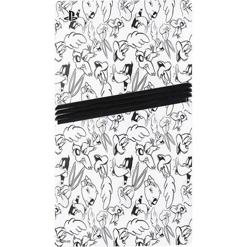 Looney Tunes Looney Squad Black and White Grid PS5 Pro Console Skin